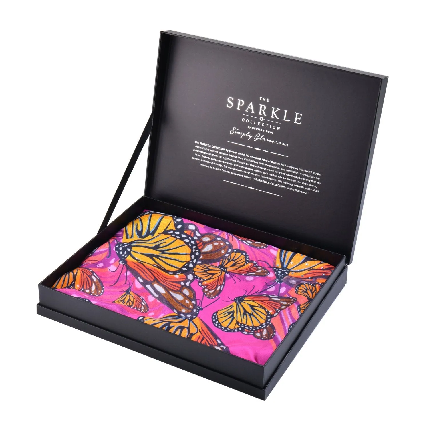 【BUTTERFLY】100% Silk Scarf with Crystals　